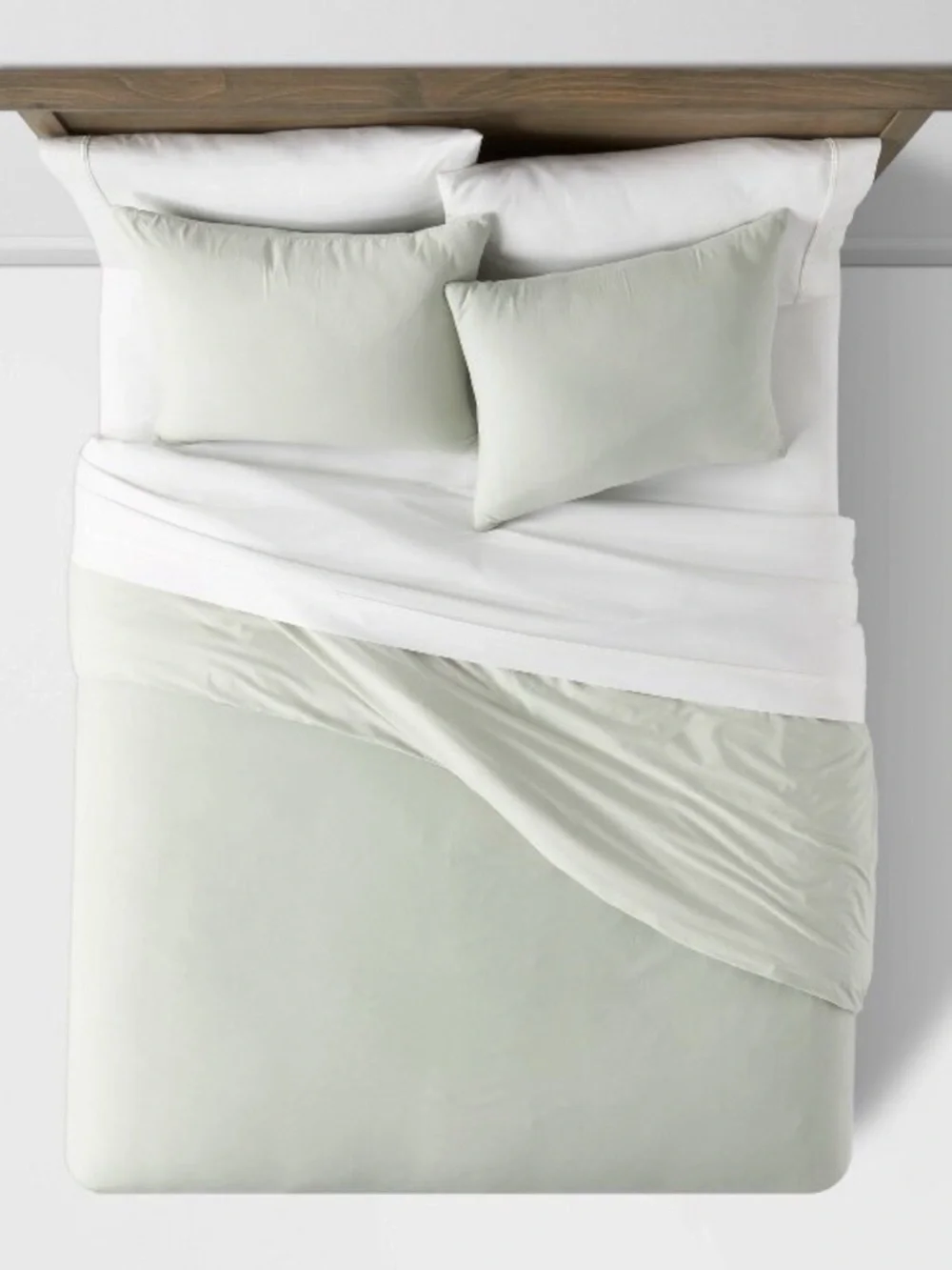Threshold King 3pc Washed Cotton Sateen Duvet Set Sage Green Shams Soft Bedding